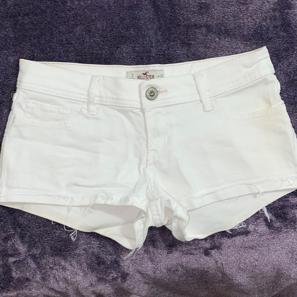 hollister white jean shorts
